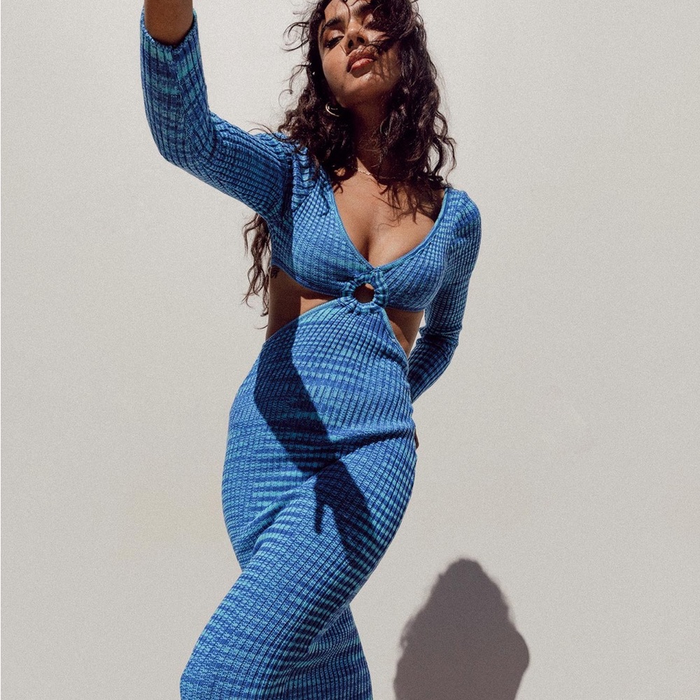 Princess Polly Athena cutout midi dress blue